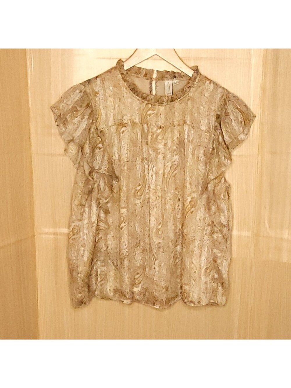 Joie Womens Yellow Cream Shimmer Flowy Blouse XL